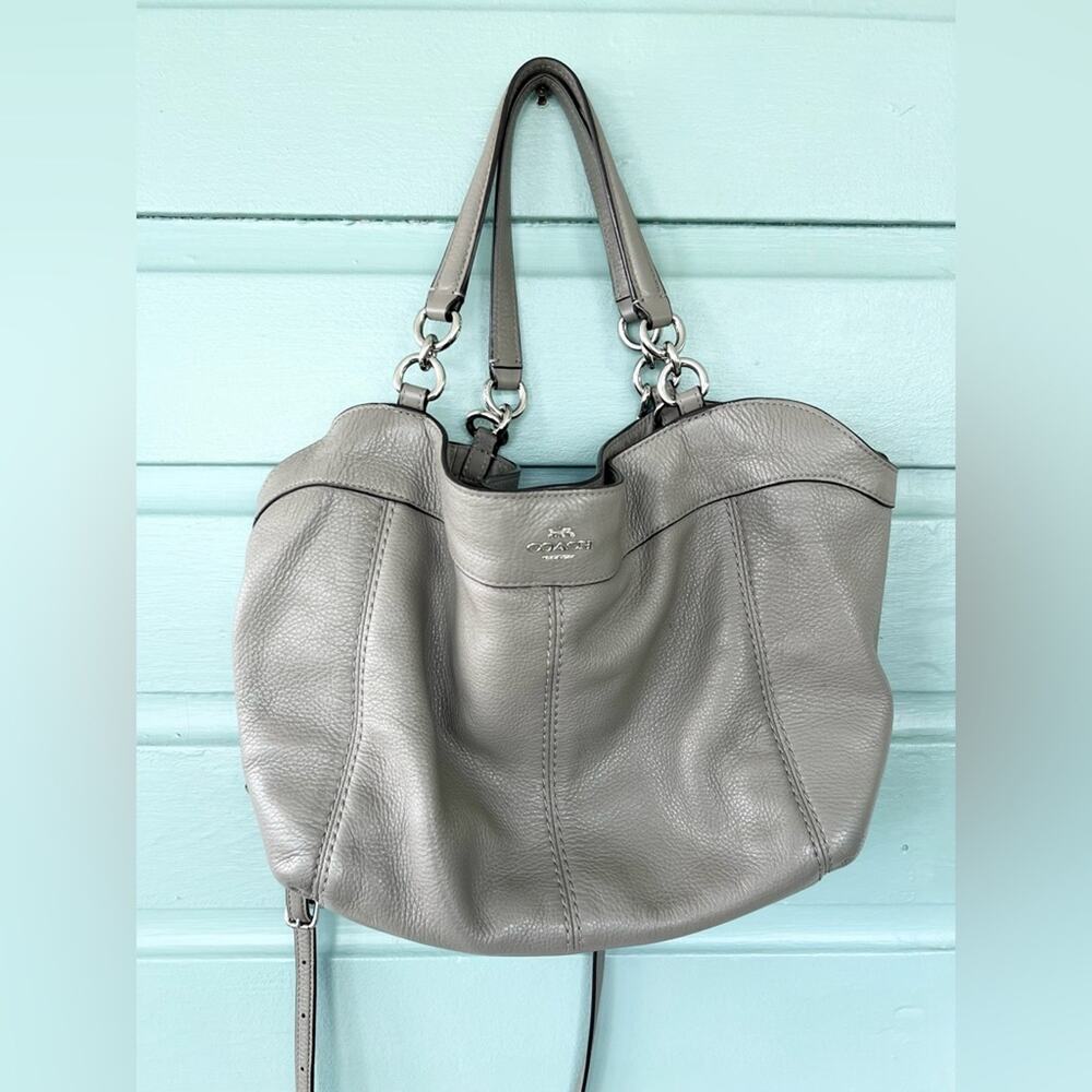 Coach Lexy Gray Leather Satchel Shoulder Bag